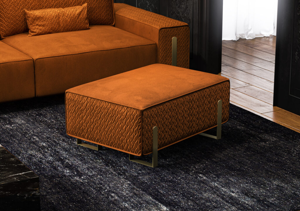 pomarańczowa sofa tapicerowana meble tapicerowane