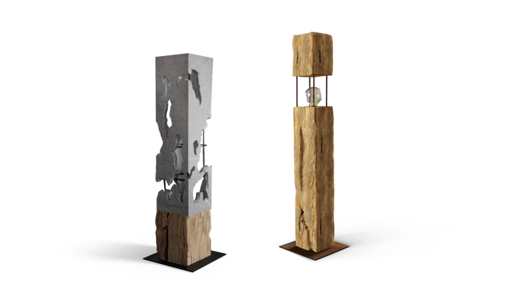 Lampa z betonu i drewna