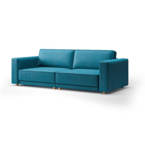 niebieska sofa tapicerowana