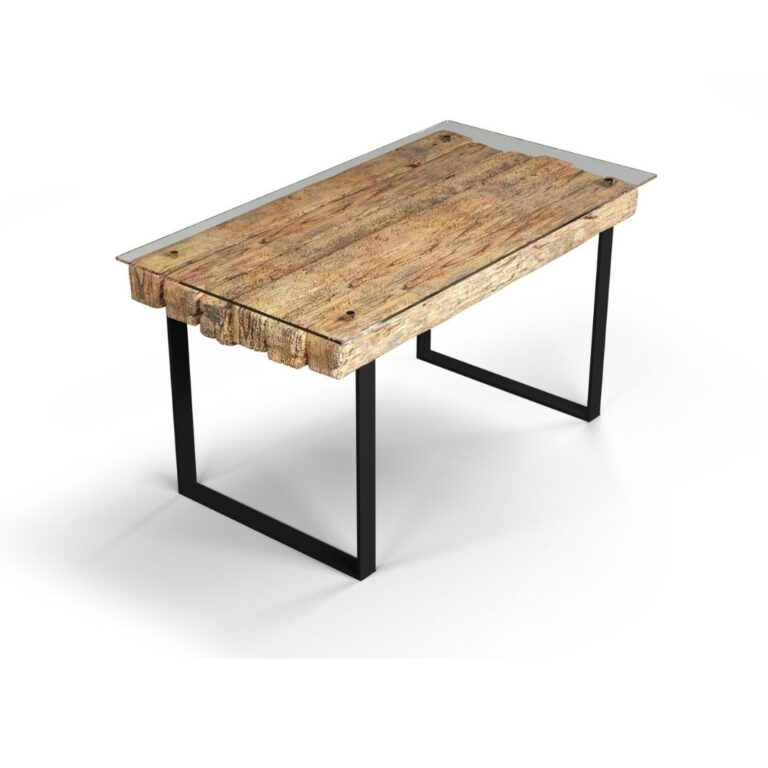Stół z metalu i drewna