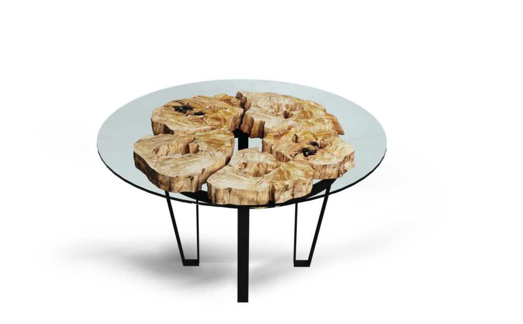 stół z drewna i metalu meble drewniane