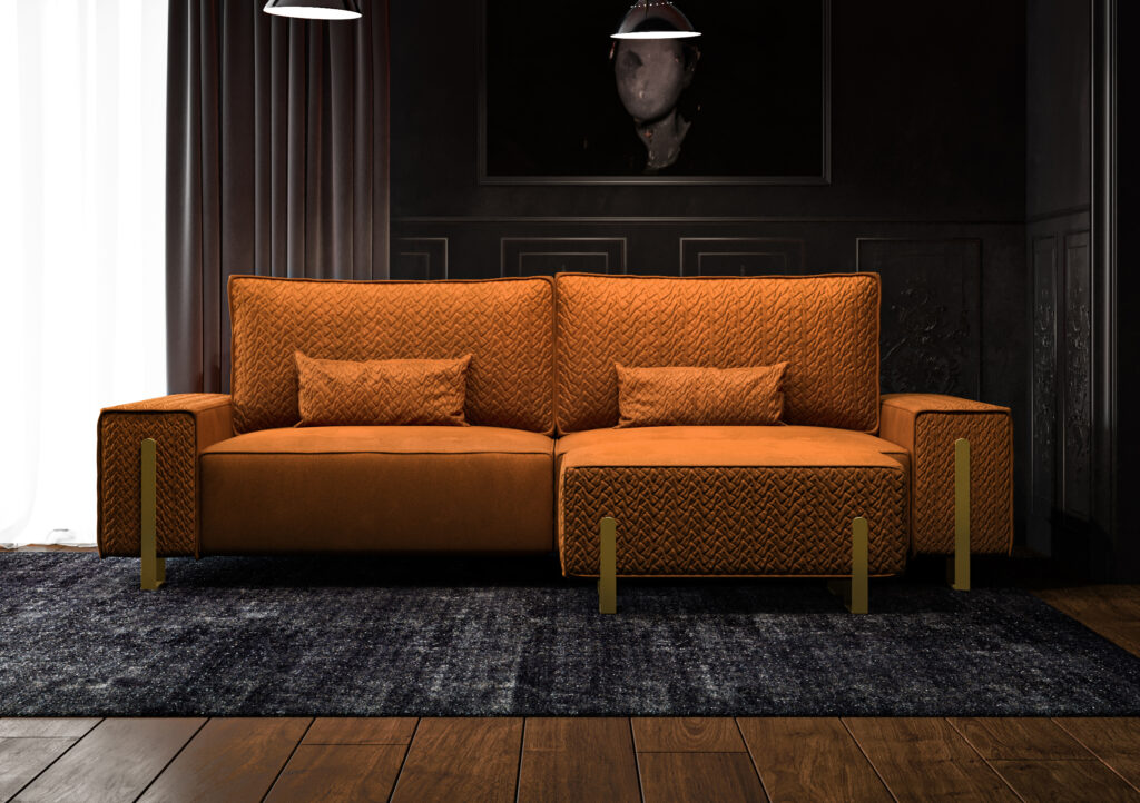 pomarańczowa sofa tapicerowana meble góreccy