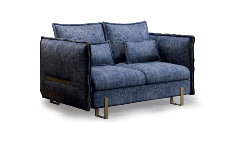 niebieska sofa tapicerowana